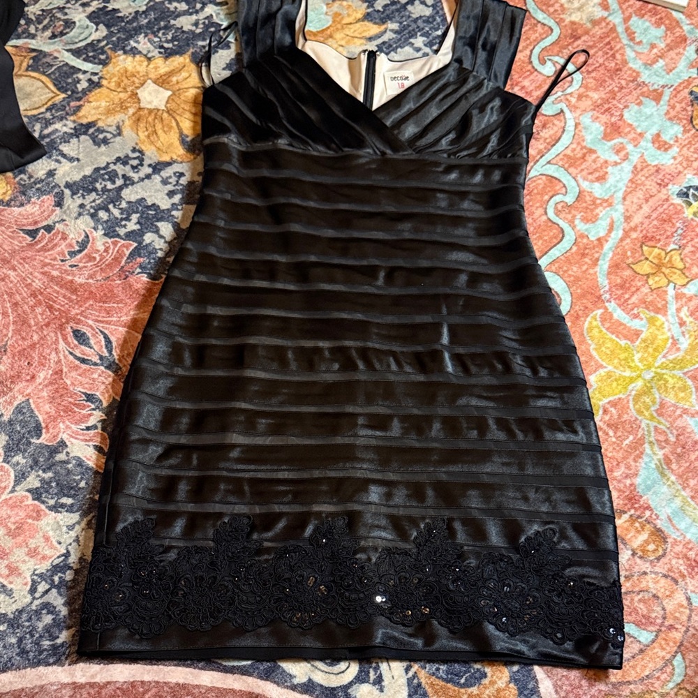 Elegant Black Satin Mini Dress